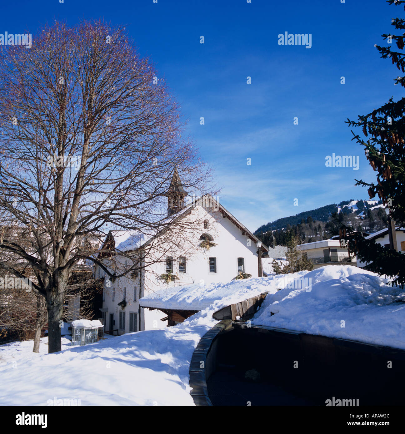 Scena alpina della valle di Chamonix Alpi Francesi Francia Europa Foto Stock