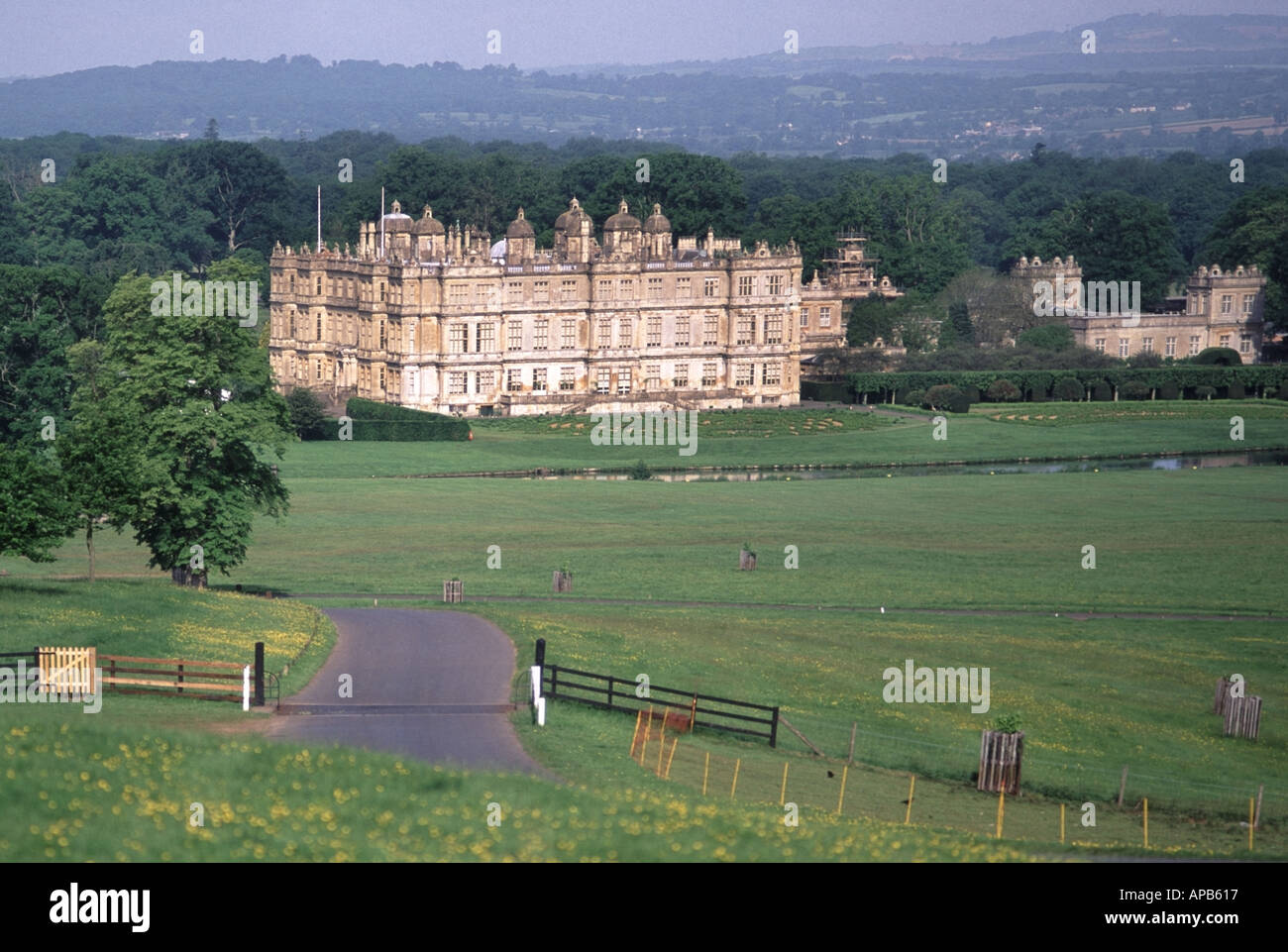 La tenuta di campagna e Manor House di Longleat posseduti dal marchese di Bath discendente della famiglia Thynne Longleat vicino Warminster Wiltshire, Inghilterra REGNO UNITO Foto Stock