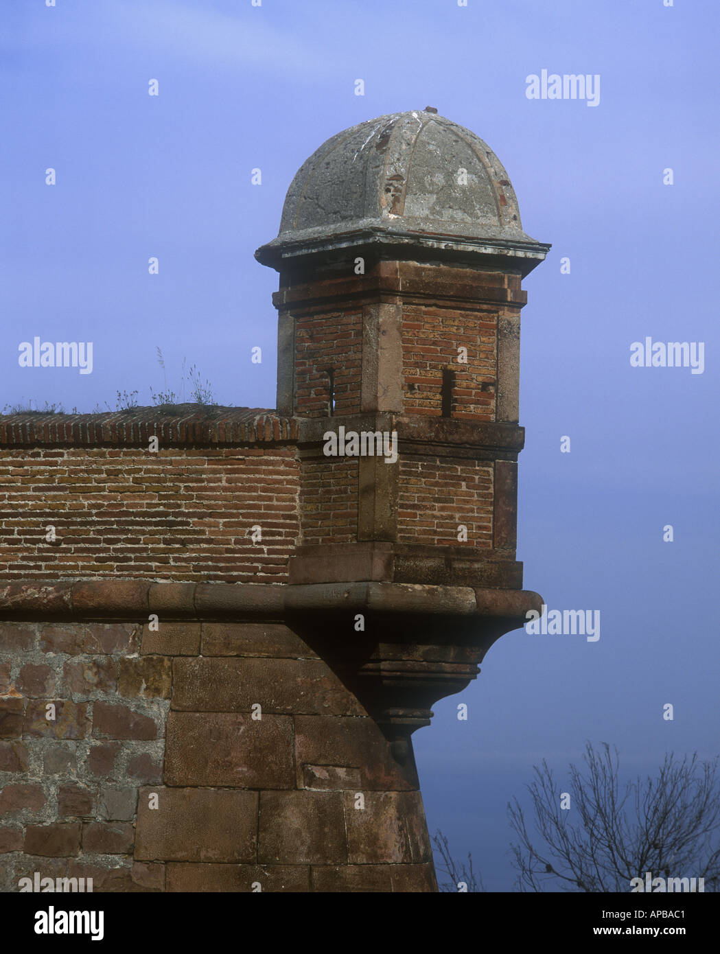 Torretta di Fort Castell de Montjuic Barcellona Catalonia Spagna Foto Stock