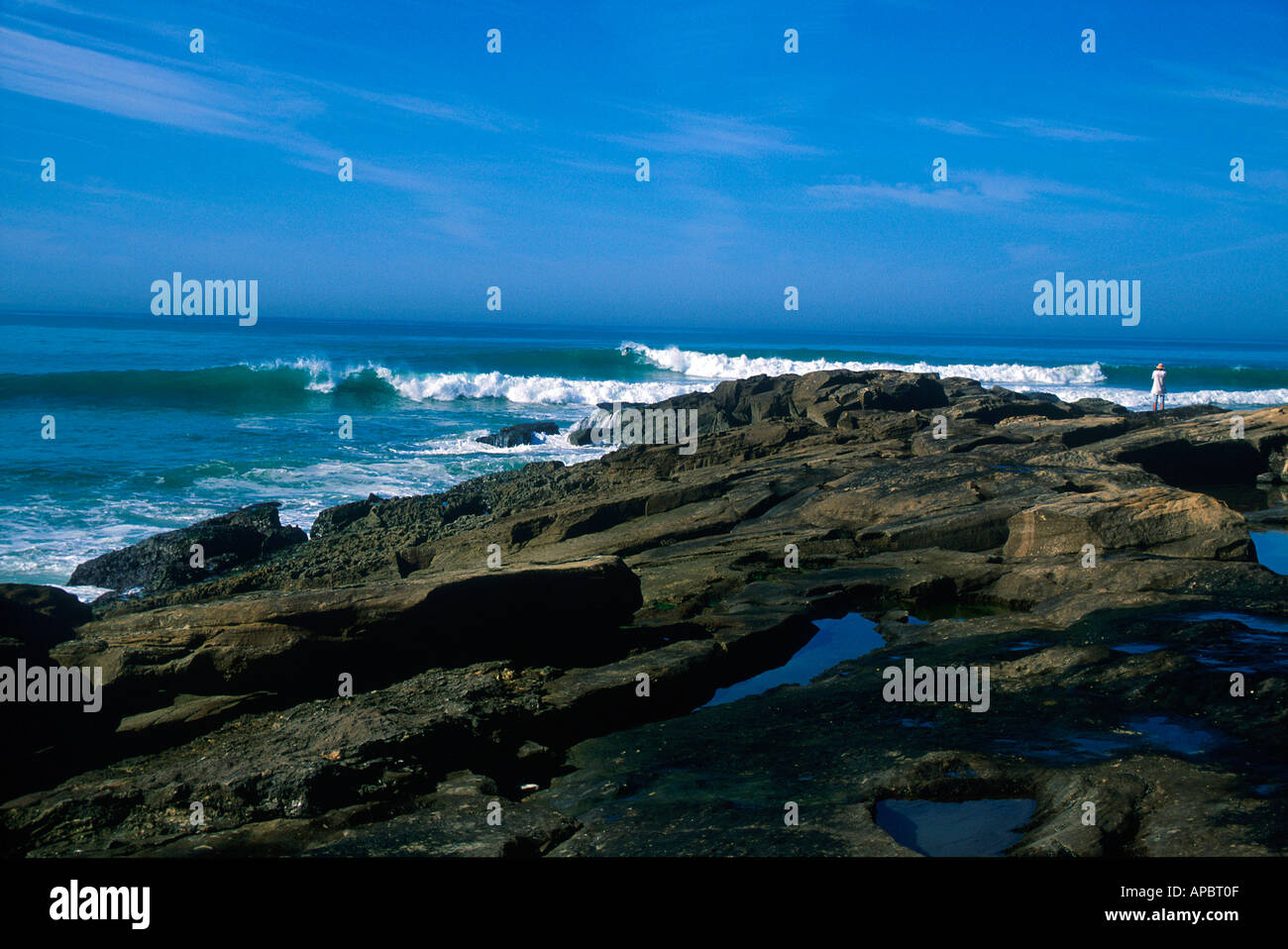 Luoghi di surf per il punto di ancoraggio del Marocco Foto Stock