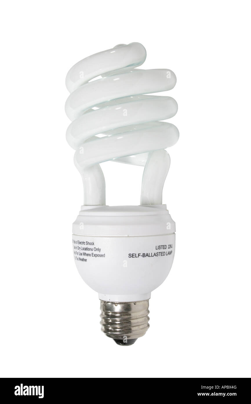 Efficienza energetica lampadina luce isolato puro su sfondo bianco Foto Stock