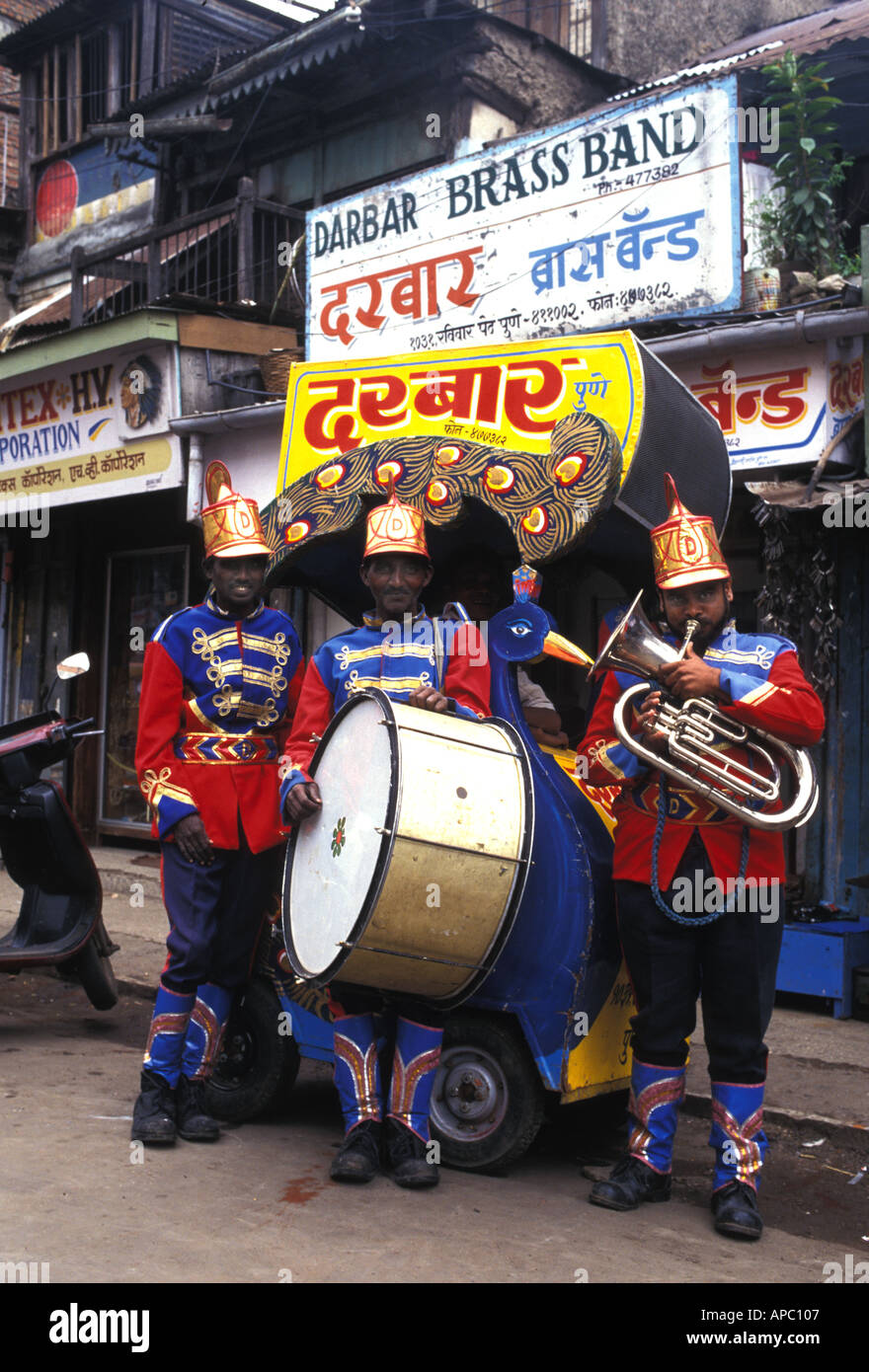 Banda di ottoni, Nagpur, nello Stato del Maharashtra, India Foto Stock