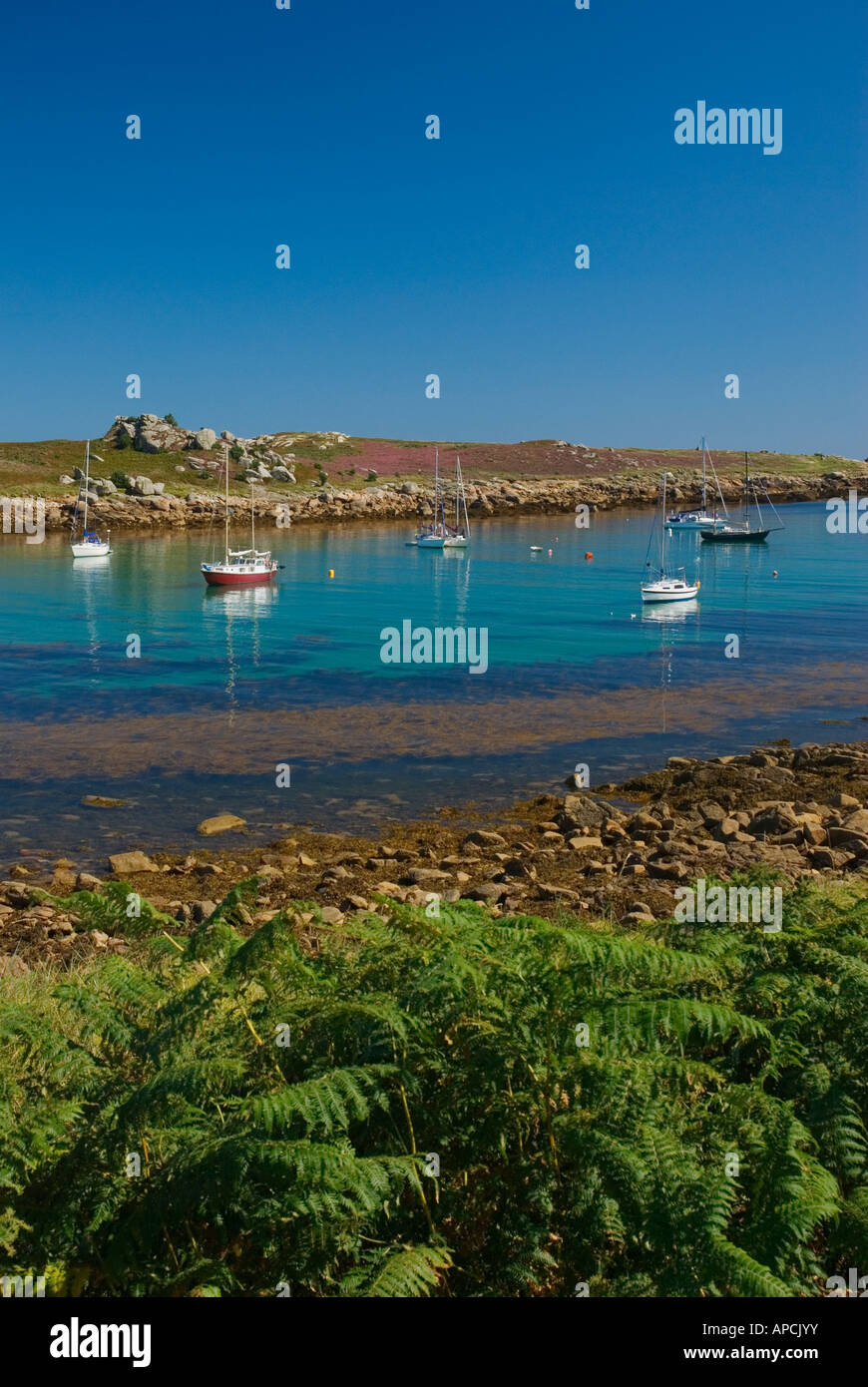 Vista da sant Agnese verso Gugh Island Isole Scilly England Regno Unito Foto Stock