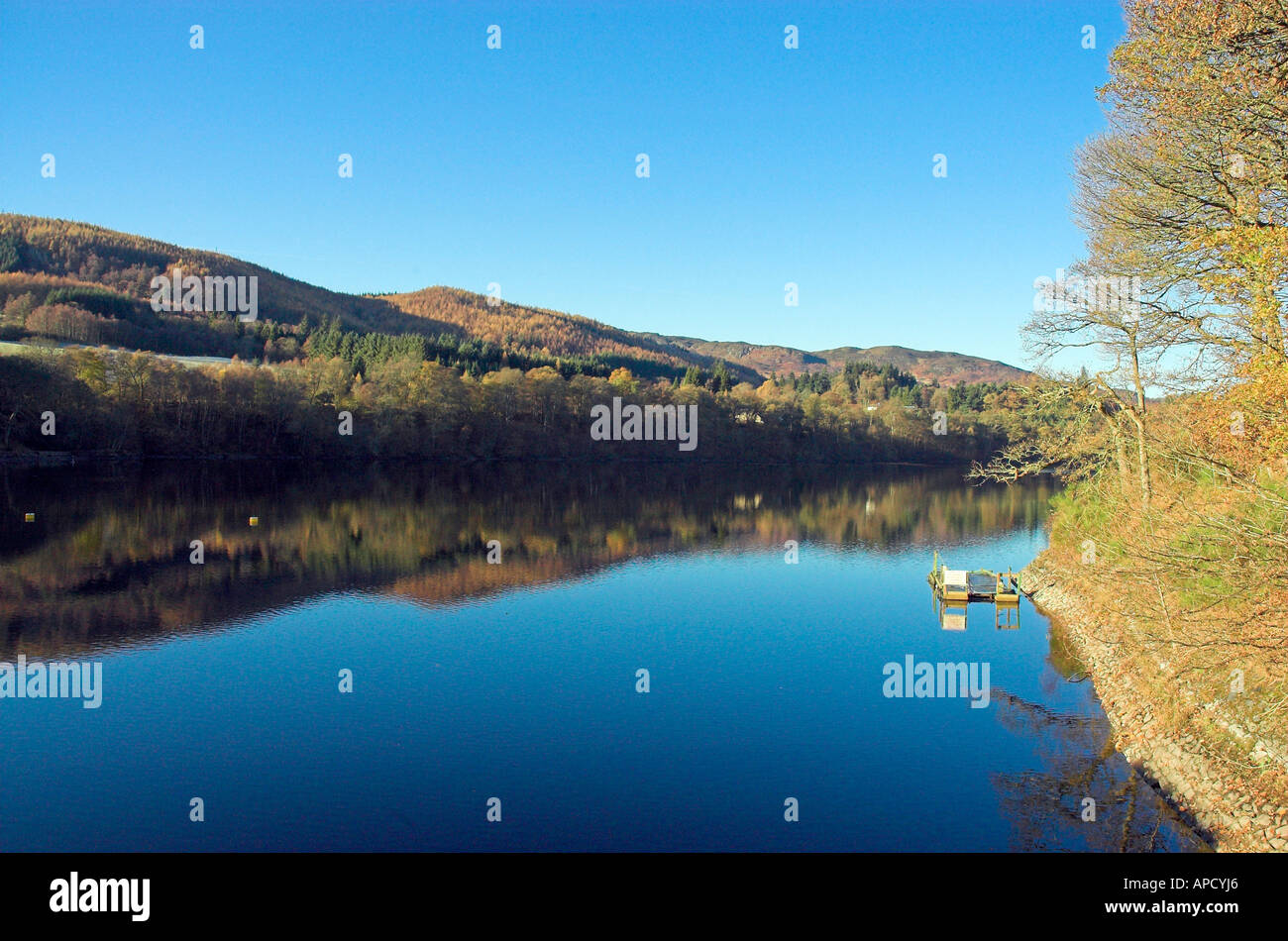 Autunno riflessioni Loch Faskally Pitlochry Perthshire Foto Stock