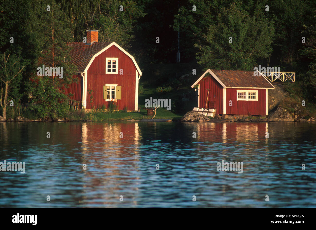 Schwedisches Sommerhaus Schweden Foto Stock