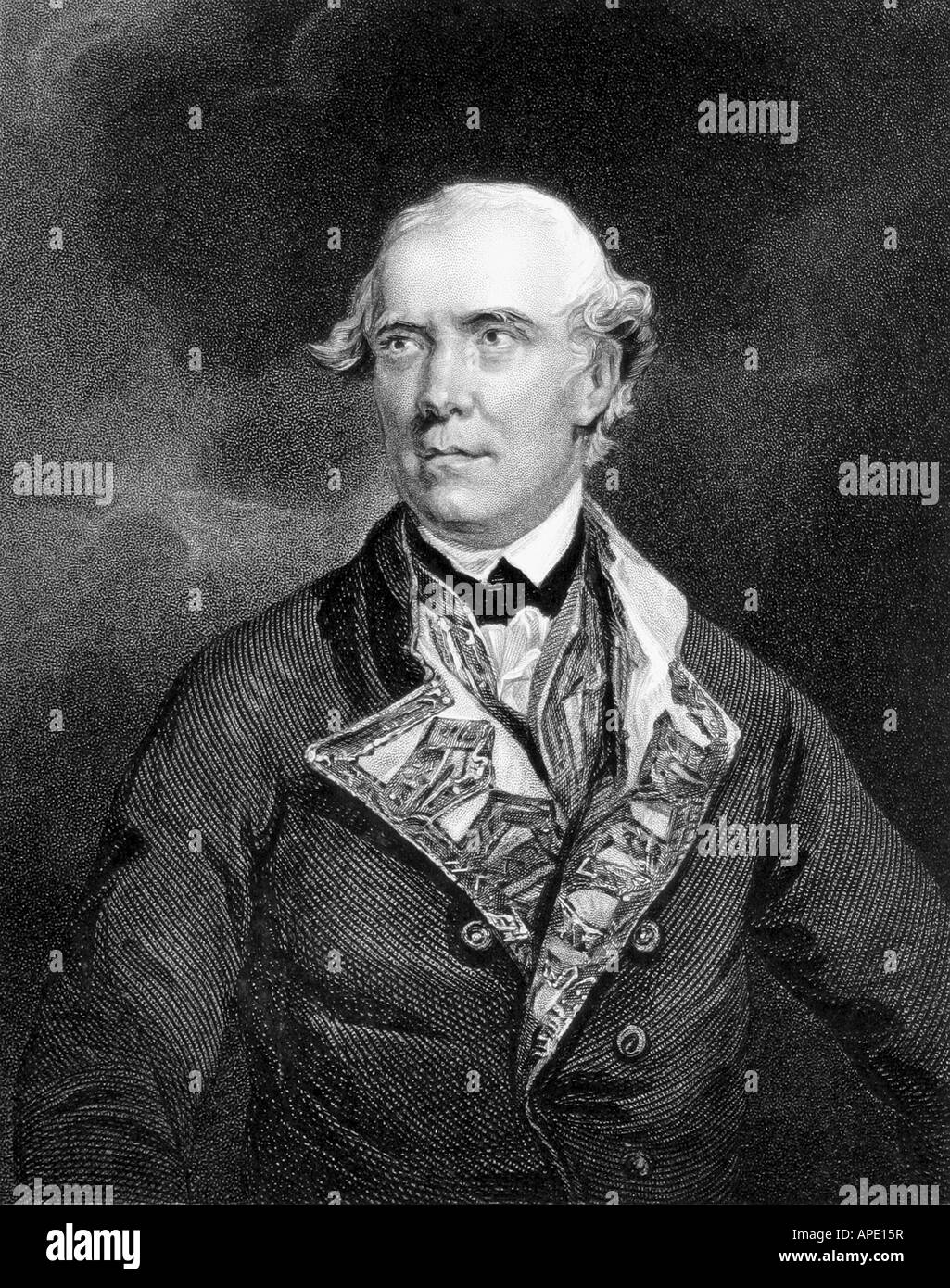 Barrington, Samuele, 1729 - 1800, Ammiraglio Inglese, a mezza lunghezza e acciaio, incisione del XIX secolo , artista del diritto d'autore non deve essere cancellata Foto Stock
