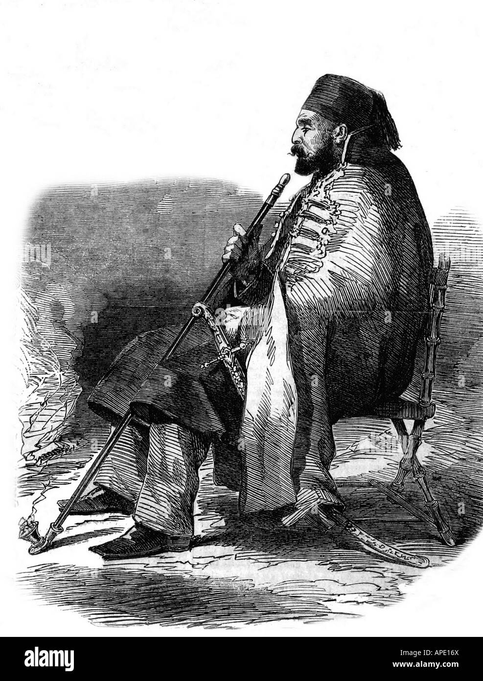 Muhammad Ali Pasha, 1769 - 12.8.1849, Viceroy of Egypt 13.7.1841 - 12.8.1849, full length, sitting, incisione in legno, 1854, , Foto Stock