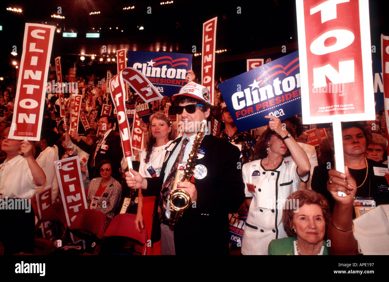 I delegati alla Convenzione Nazionale Democratica a Madison Square Garden nel 1992 Foto Stock