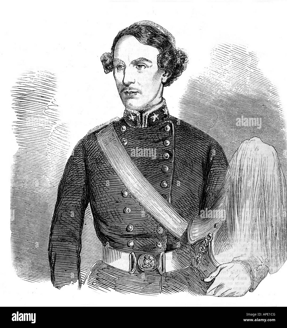 Saunders, F. J. G., ufficiale britannico, ritratto, incisione del legno, 19th , Foto Stock