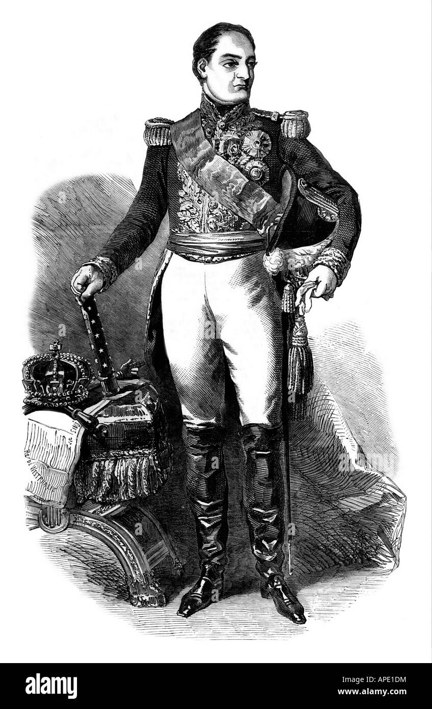 Bonaparte, Jerome, 15.11.1784 - 24.6.1860, Re di Westfalia 1807 - 1813, lunghezza intera, incisione in legno, 19th secolo, , Foto Stock