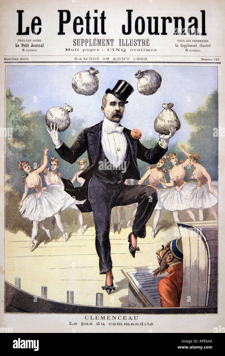Stampa/media, riviste, 'le Petit Journal', Parigi, 4. Volume, numero 143, supplemento illustrato, sabato 19 agosto 1893, titolo, 'Clemenceau - la fase di ballo del partner generale', , Foto Stock