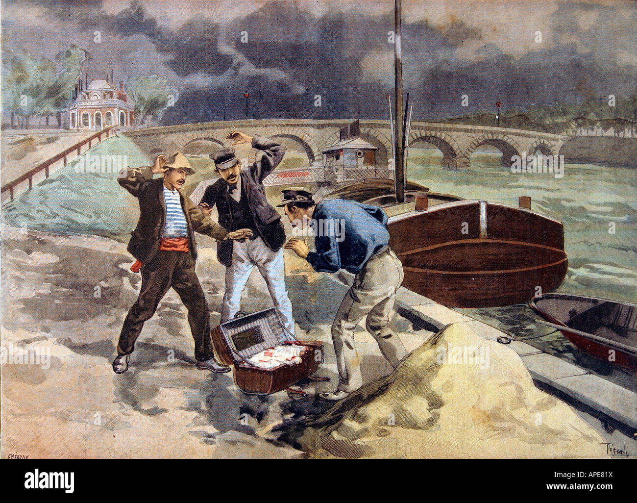 Stampa/media, riviste, 'le Petit Journal', Parigi, 10. Volume, numero 441, supplemento illustrato, Domenica 30 aprile 1899, illustrazione, 'Ritrovamento di un cadavere', Foto Stock