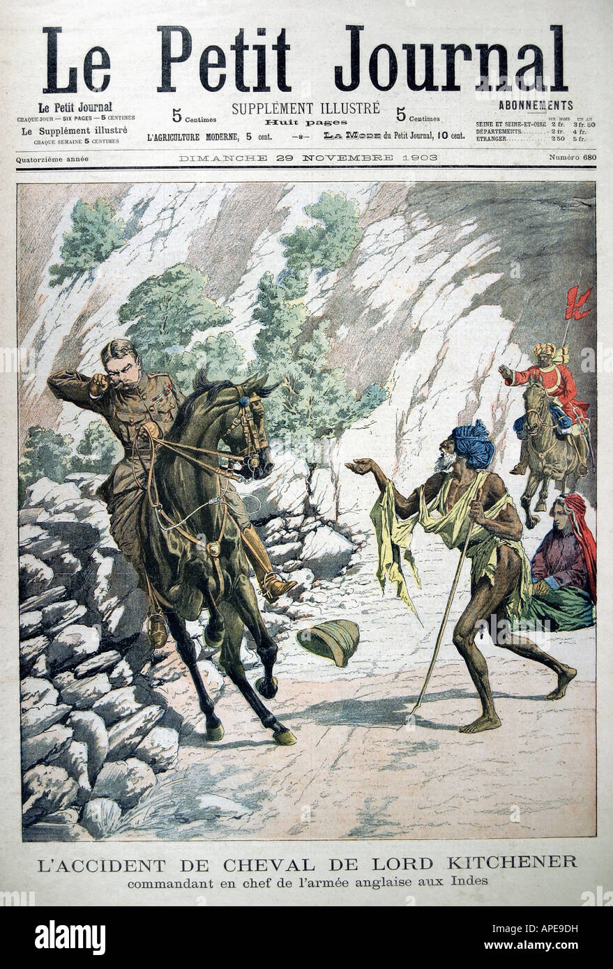 Stampa/media, riviste, 'le Petit Journal', Parigi, volume 14, numero 680, supplemento illustrato, domenica 29 novembre 1903, titolo, 'l'incidente di equitazione di Lord Kitchener', , Foto Stock