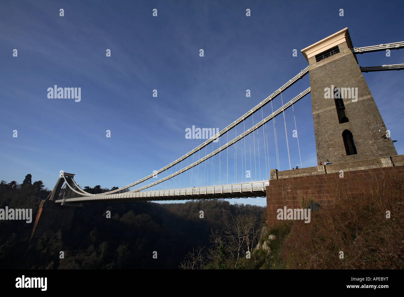 Isambard Kingdom Brunel il Clifton Suspension Bridge spanning the Avon Gorge. Bristol. Somerset. In Inghilterra. Regno Unito. Foto Stock