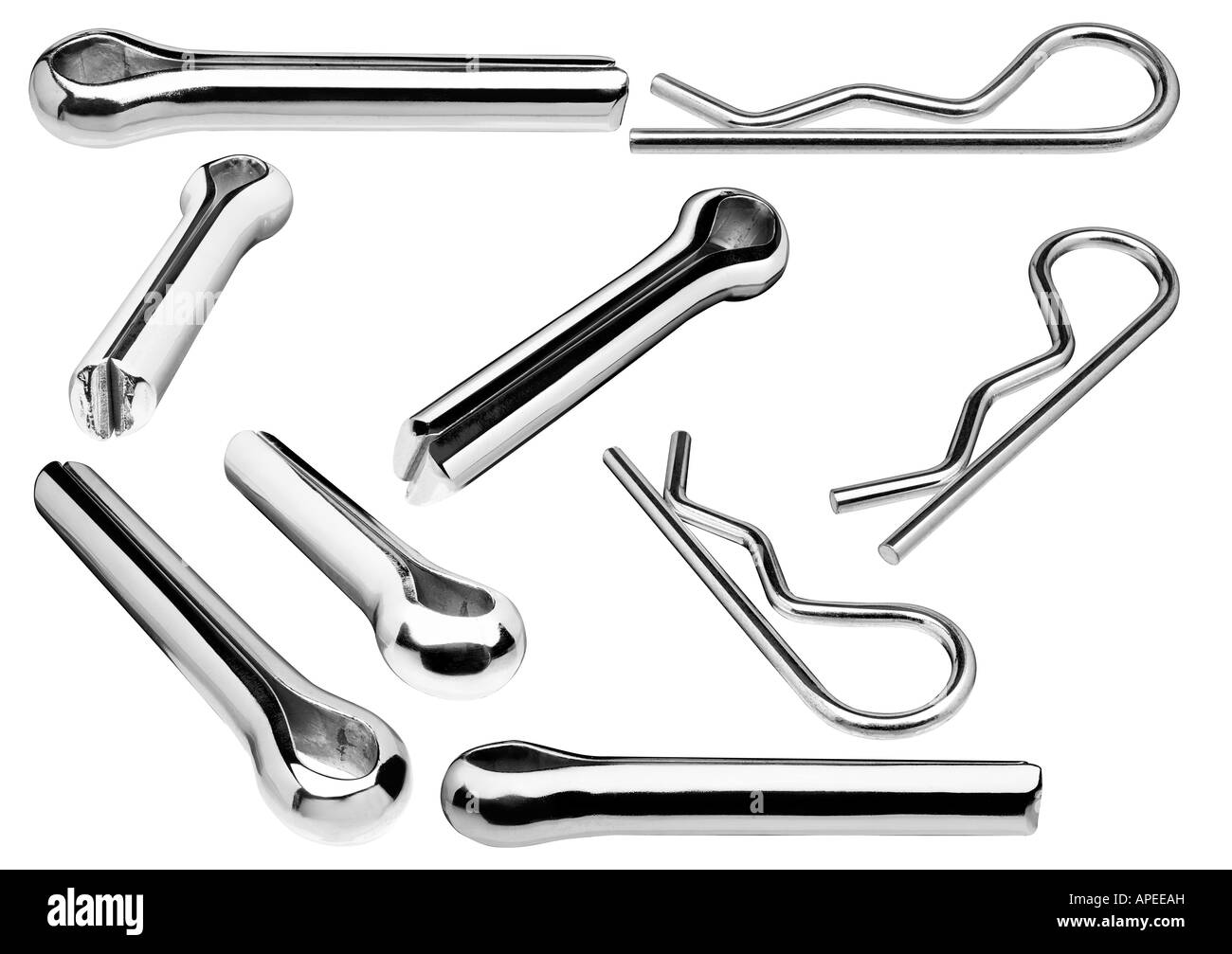 Gruppo di 9 diverse le coppiglie e le graffe Foto Stock