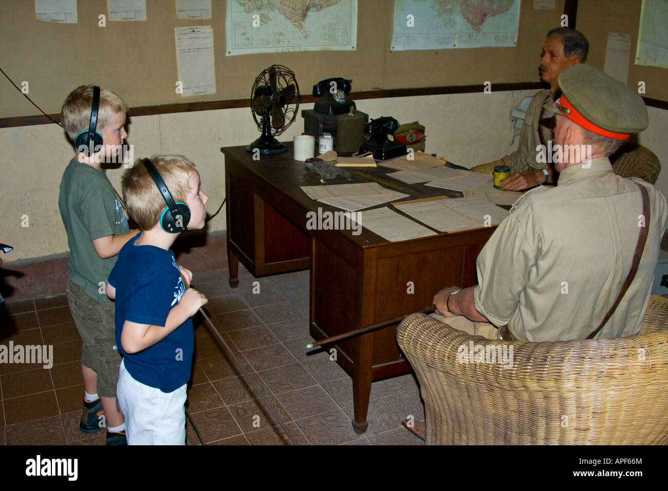 Casella di battaglia della Seconda guerra mondiale Malaya Singapore Command Center Fort Canning Singapore Foto Stock