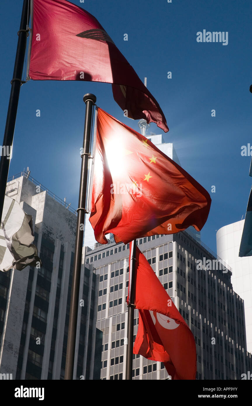 Bandiera cinese, Hong Kong, Repubblica Popolare di Cina. Foto Stock