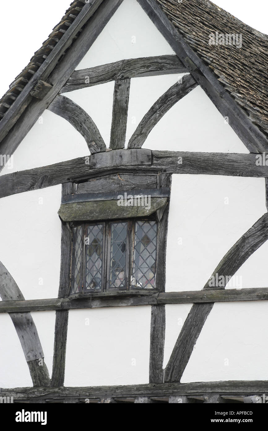 Parte superiore di un telaio di legno house di Lacock Wiltshire Foto Stock