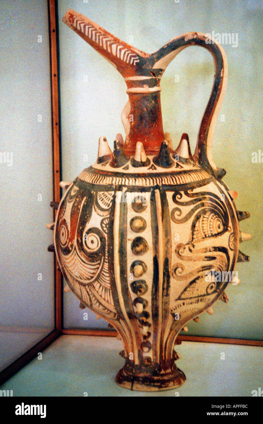 Creta Grecia Iraklion Museum caraffa dalla Katsambas Minoan Foto Stock