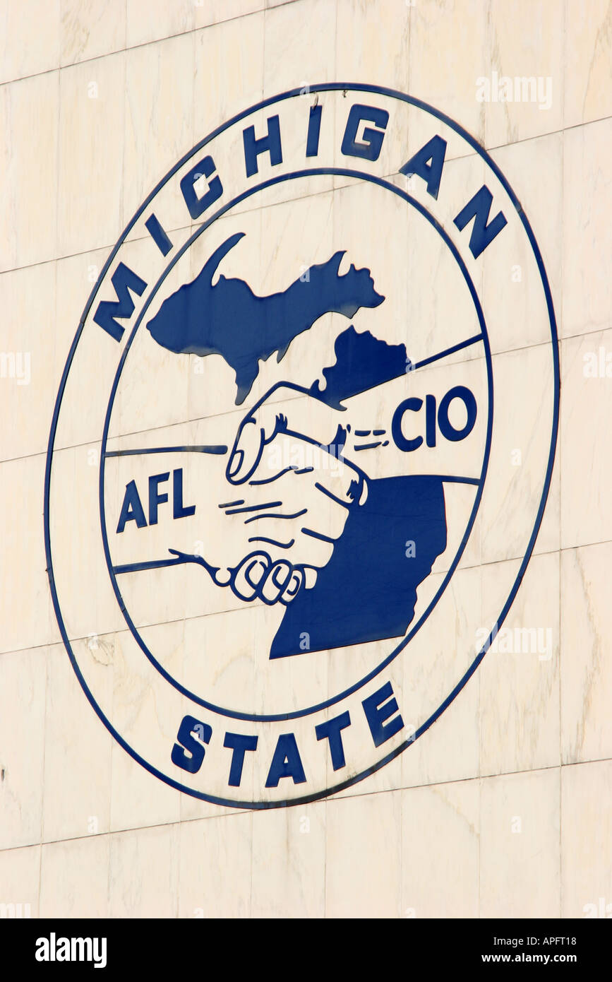 Michigan Lansing, Washington Street, AFL CIO, sigillo sindacale, MI051018103 Foto Stock