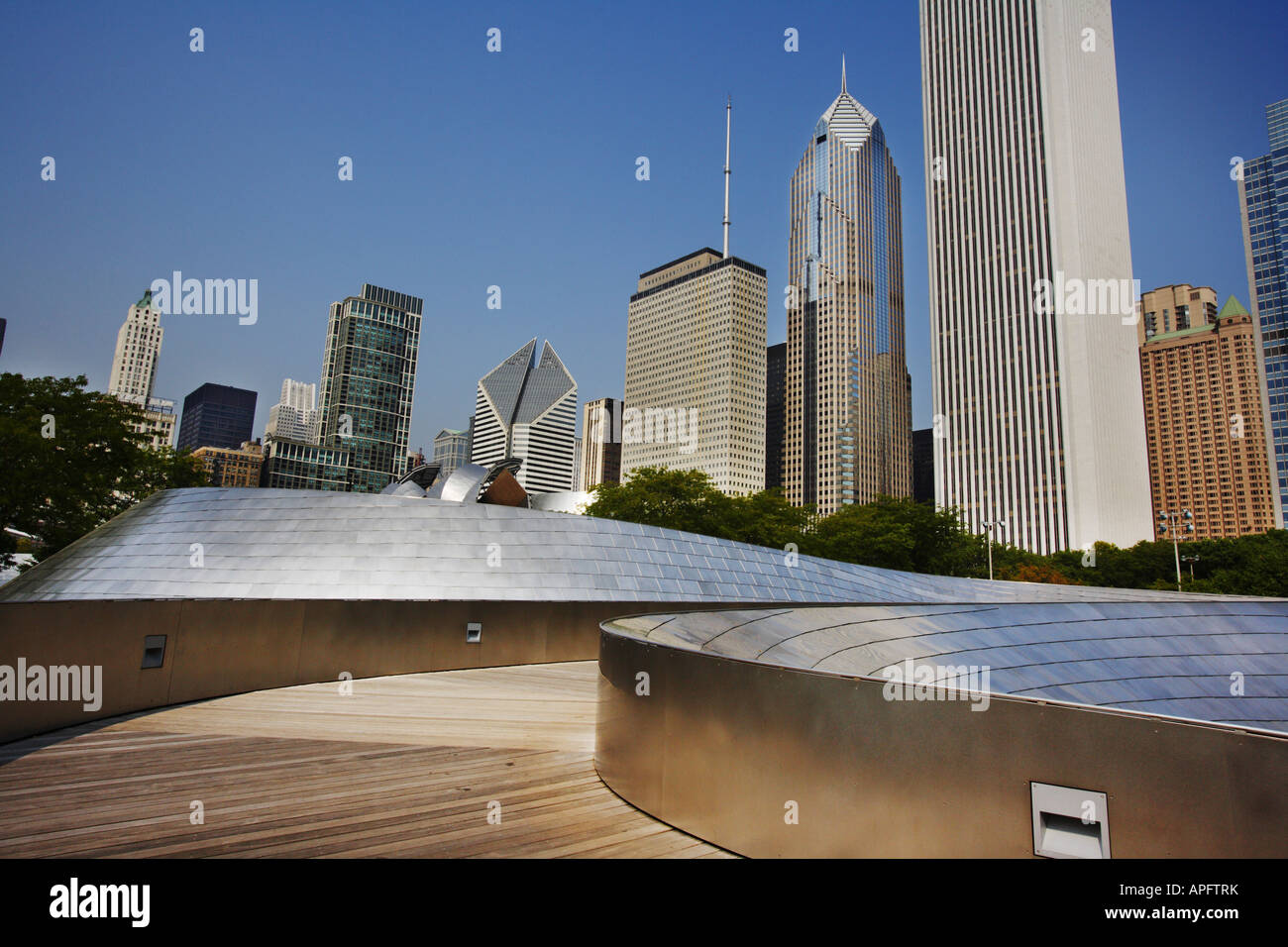 Jay Pritzker Pavilion, il Millennium Park di Chicago, Illinois, Stati Uniti d'America Foto Stock