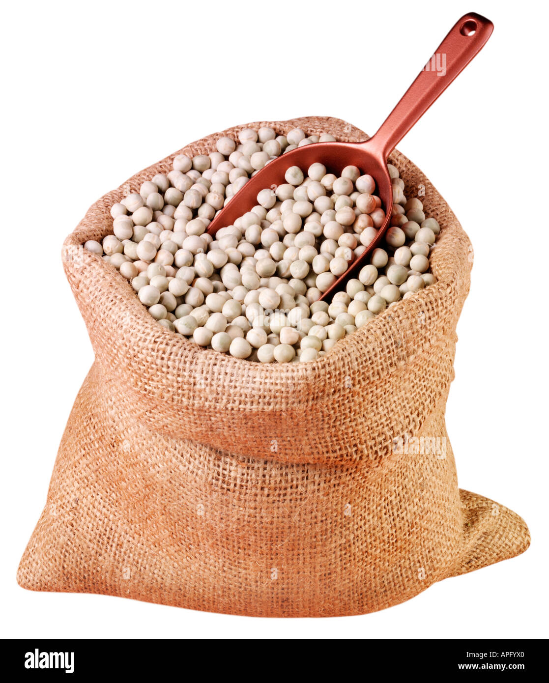 Sacco di essiccato di piselli verdi tagliati Foto Stock