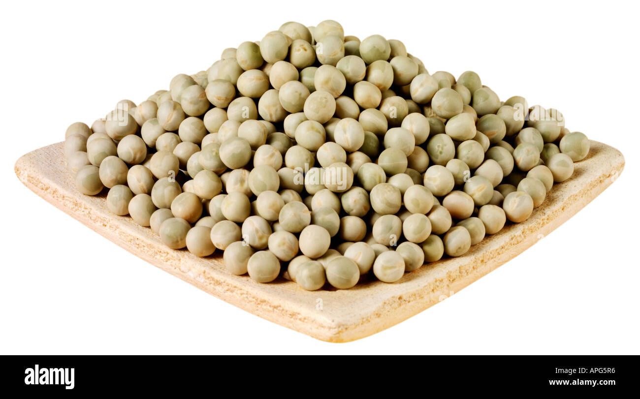 Piatto di essiccato di piselli verdi tagliati Foto Stock