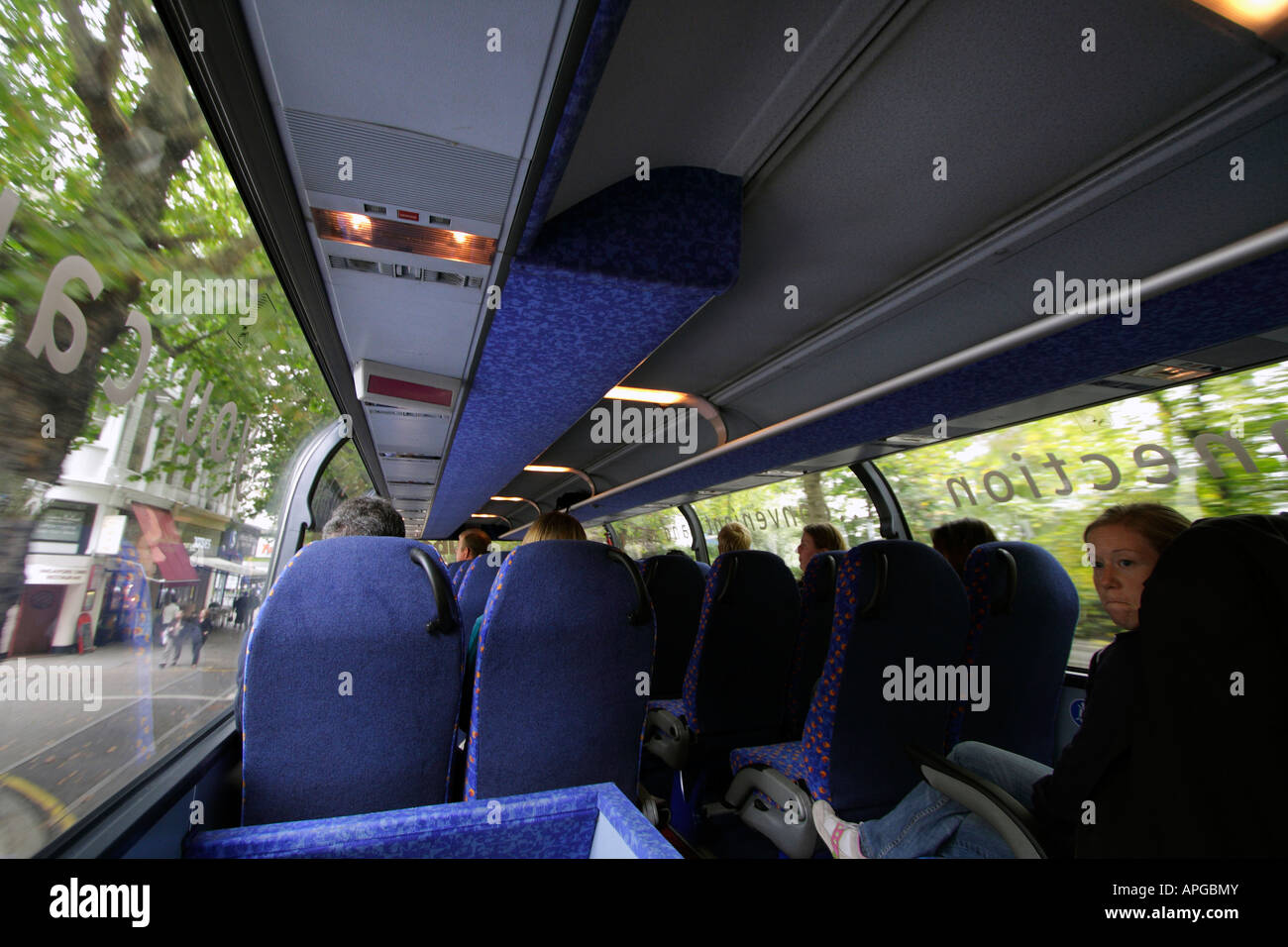 Interno del pullman a Londra Foto Stock