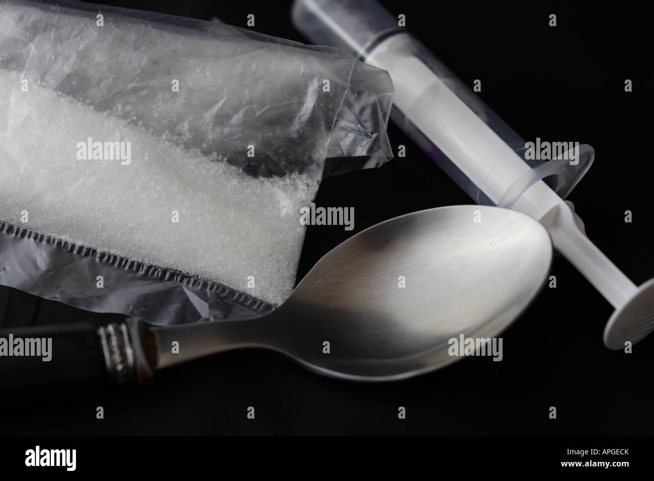 Gli strumenti di un adict. Immagine di droghe. Foto Stock