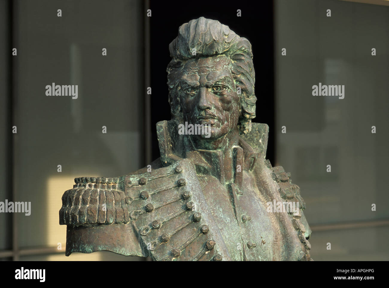 Busto di Casimir Pulaski, un polacco comandante militare e la guerra rivoluzionaria americana eroe, in Little Rock Arkansas USA Foto Stock
