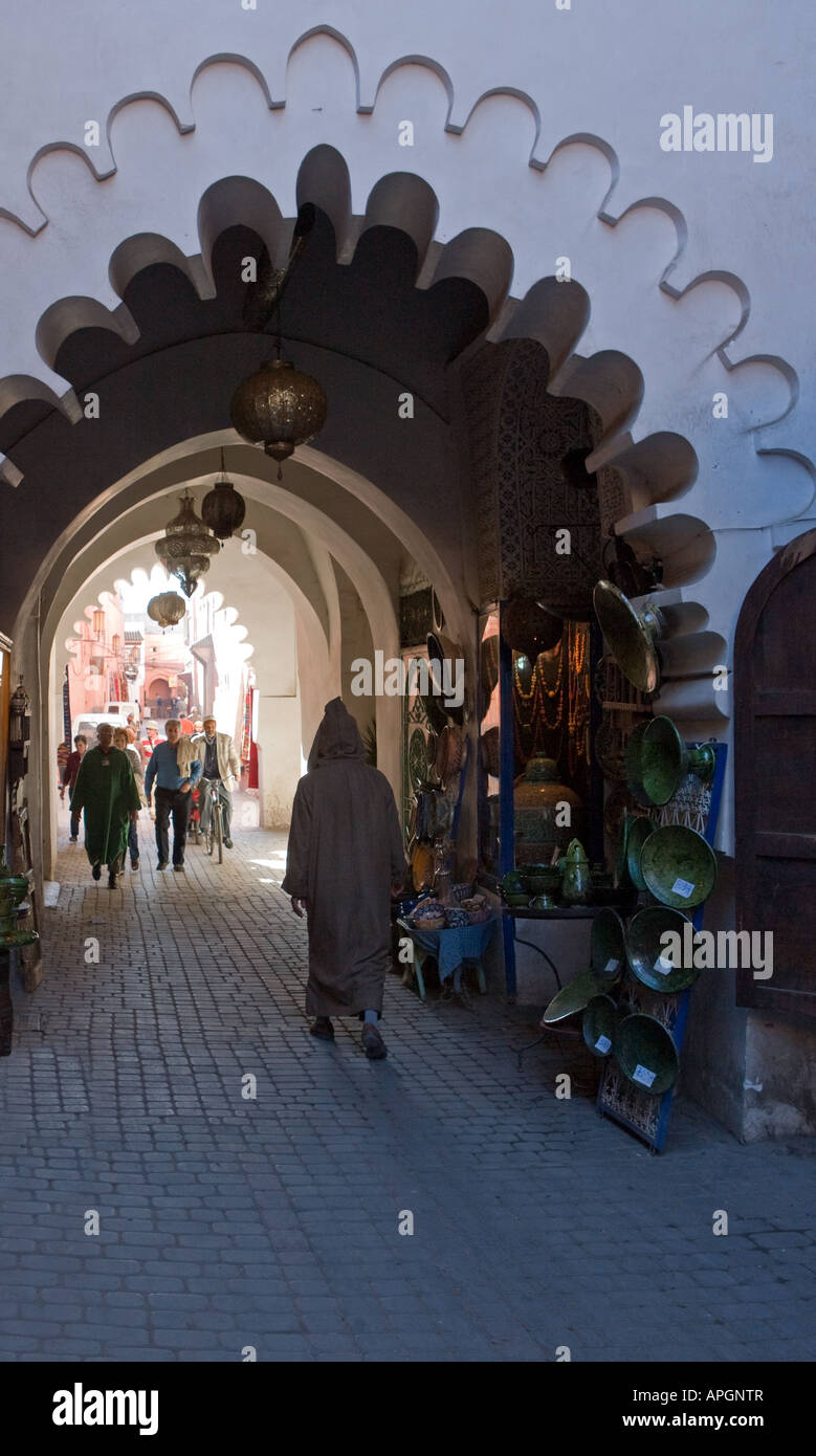 Il Marocco Marrakech scorcio della medina s area dello shopping Foto Stock