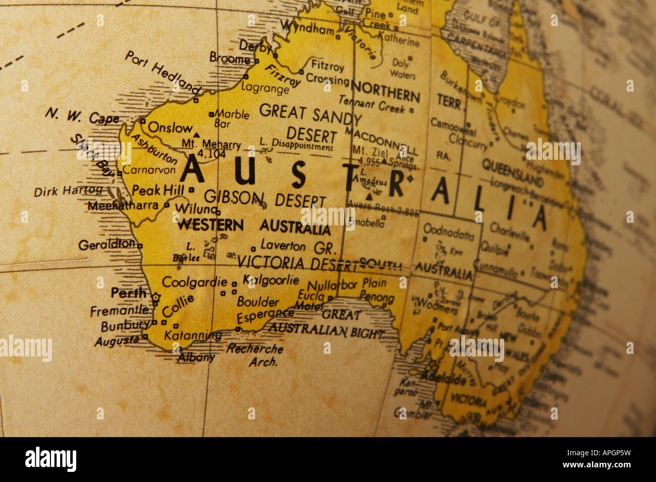 Chiusura del globo mostra continente australiano Foto Stock