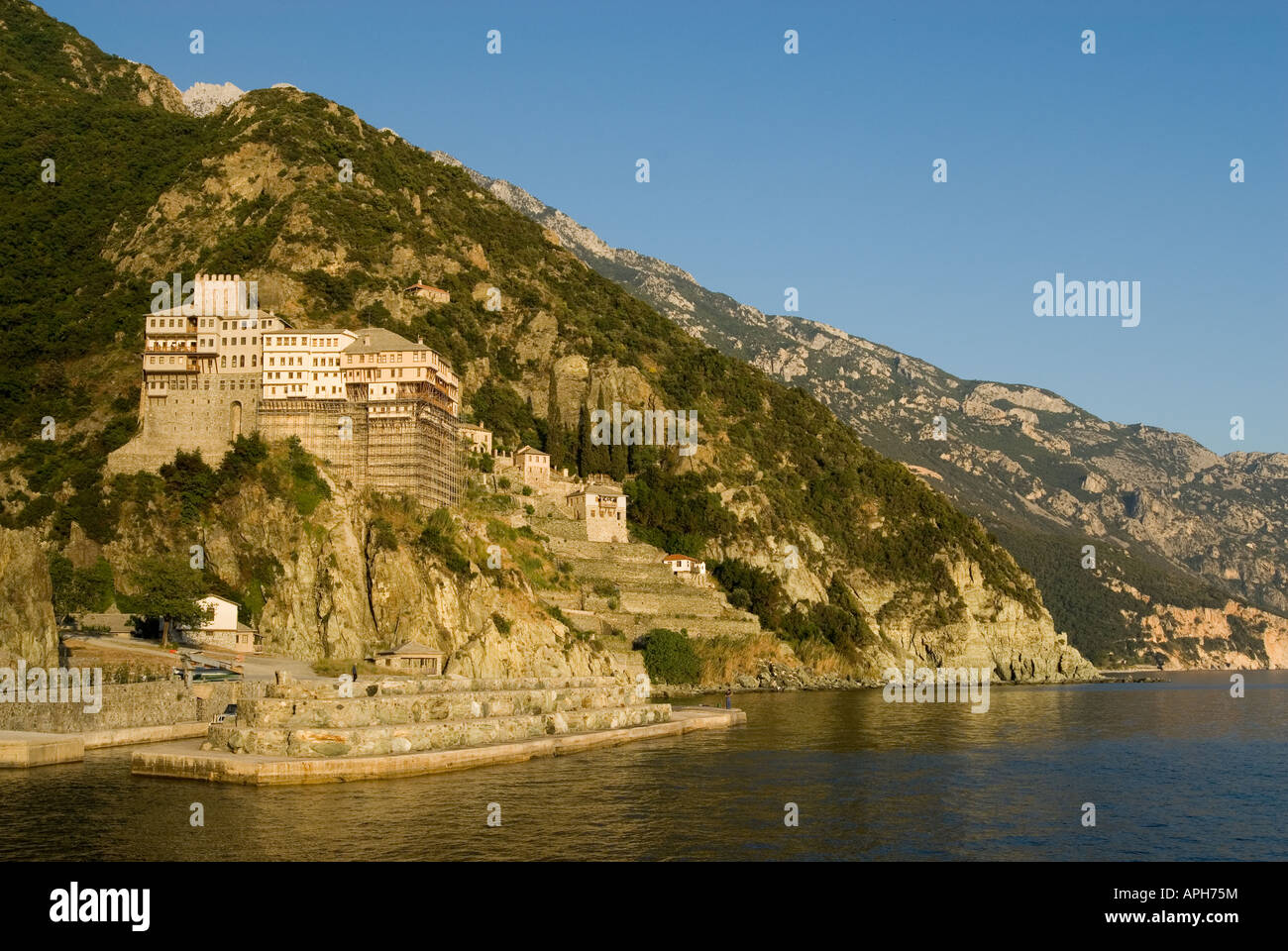 Monastero di Dionysiou Monte Athos Halkidiki Grecia Foto Stock