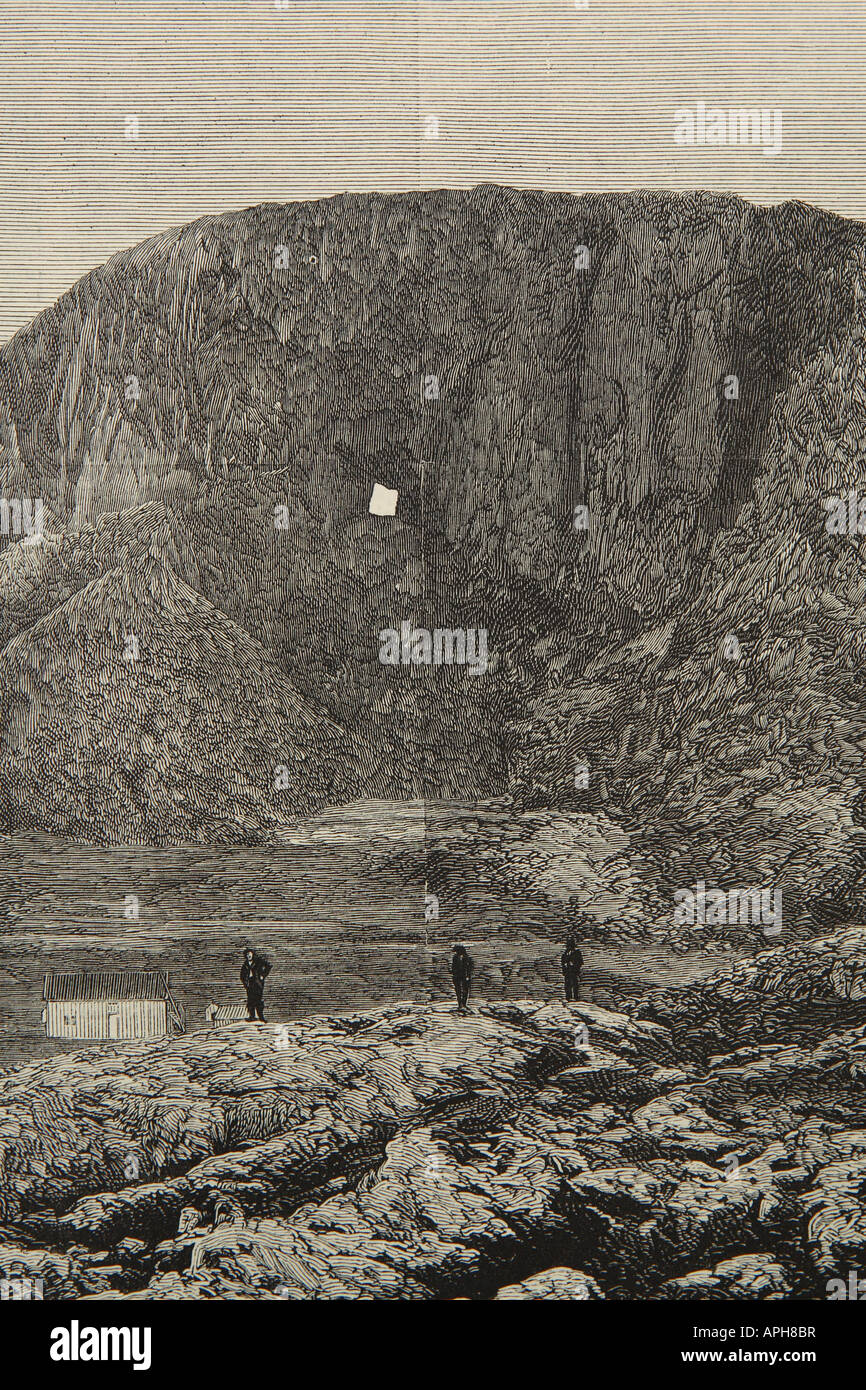 In Norvegia il Torghatten mountain ha un foro a finestra da un disegno pubblicato nel 1880 Foto Stock