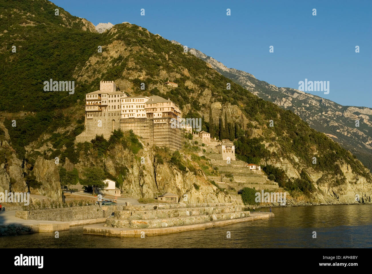 Monastero di Dionysiou Monte Athos Halkidiki Grecia Foto Stock