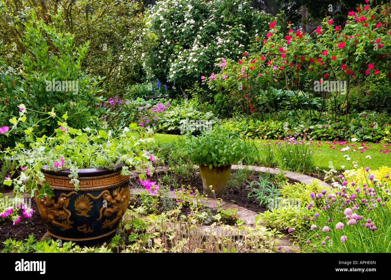 Giardino Broadleas. Vicino a Devizes, Wiltshire, Inghilterra, Regno Unito Foto Stock
