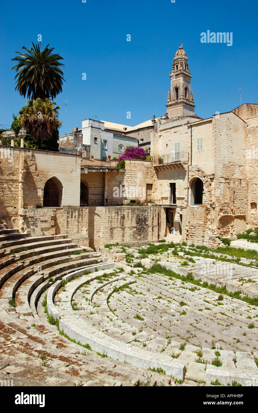 Lecce, Puglia. Anfiteatro Romano vicino a S.Chiara chiesa Foto Stock