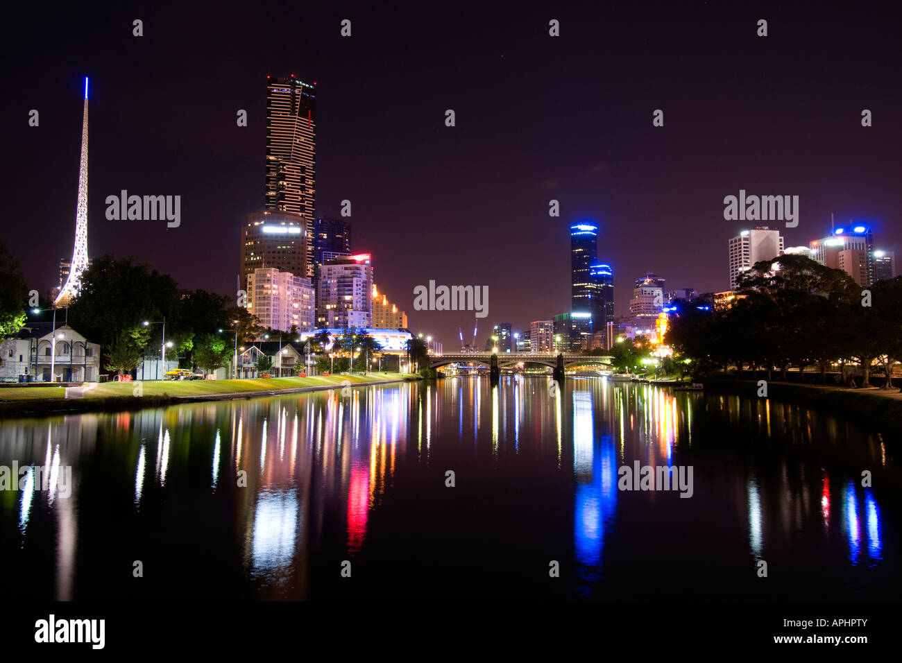 Melbourne di notte Foto Stock