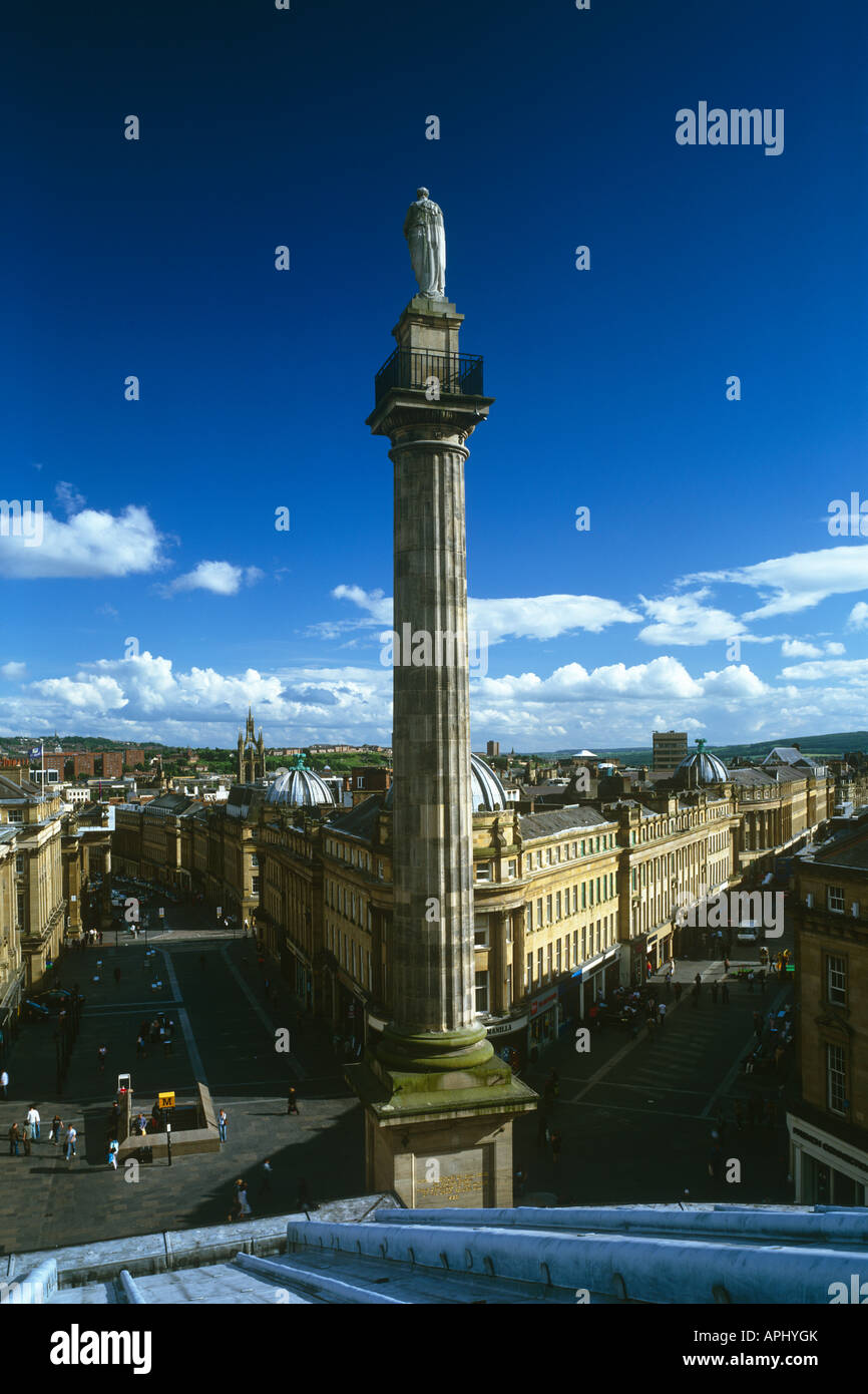 Gray's Monument e Grey Street, Newcastle upon Tyne, Tyne and Wear Foto Stock