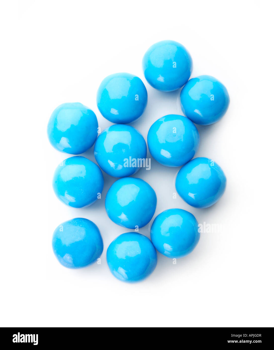 Blue bubble gum sfere isolato su bianco Foto Stock