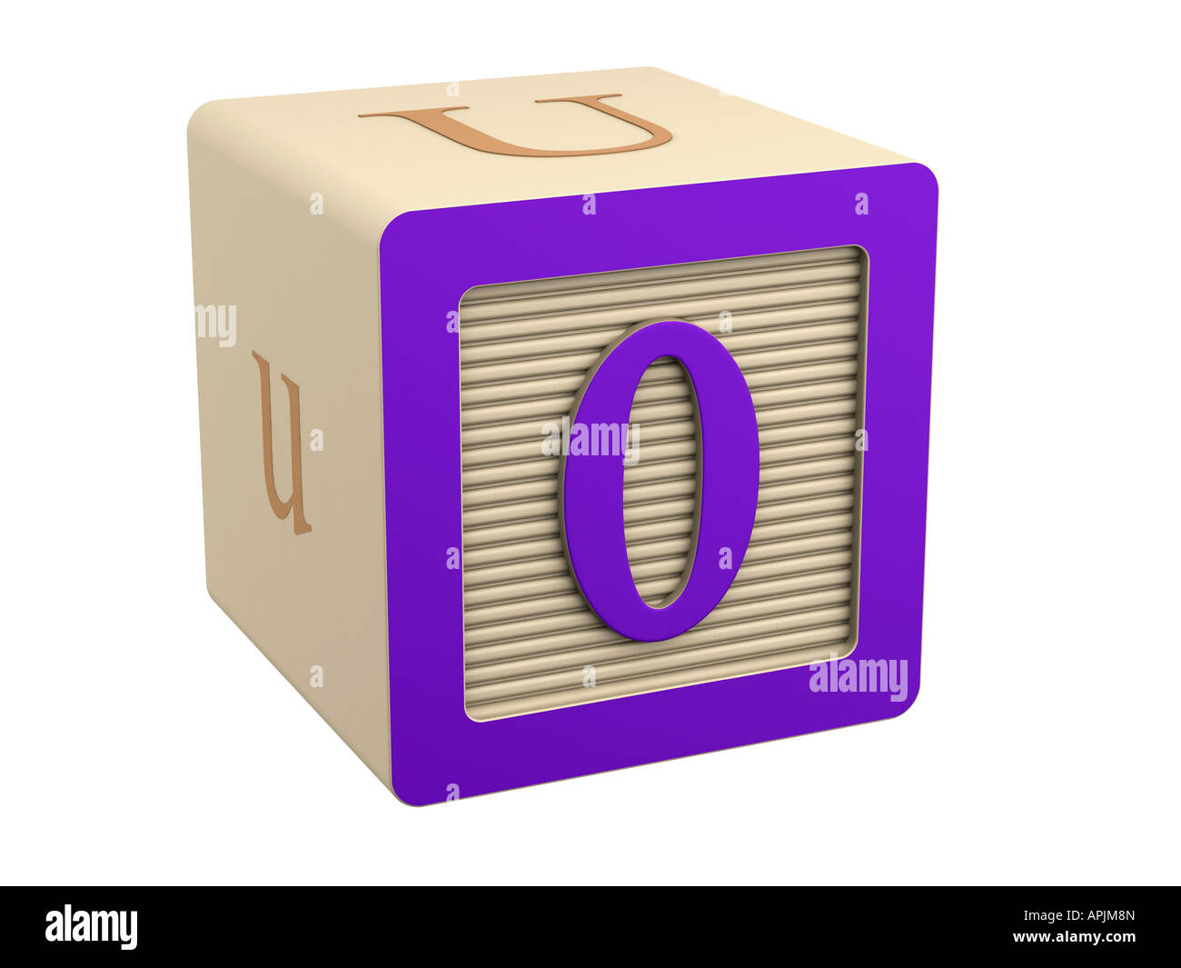 Toy blocco di legno viola 0 zero Foto Stock