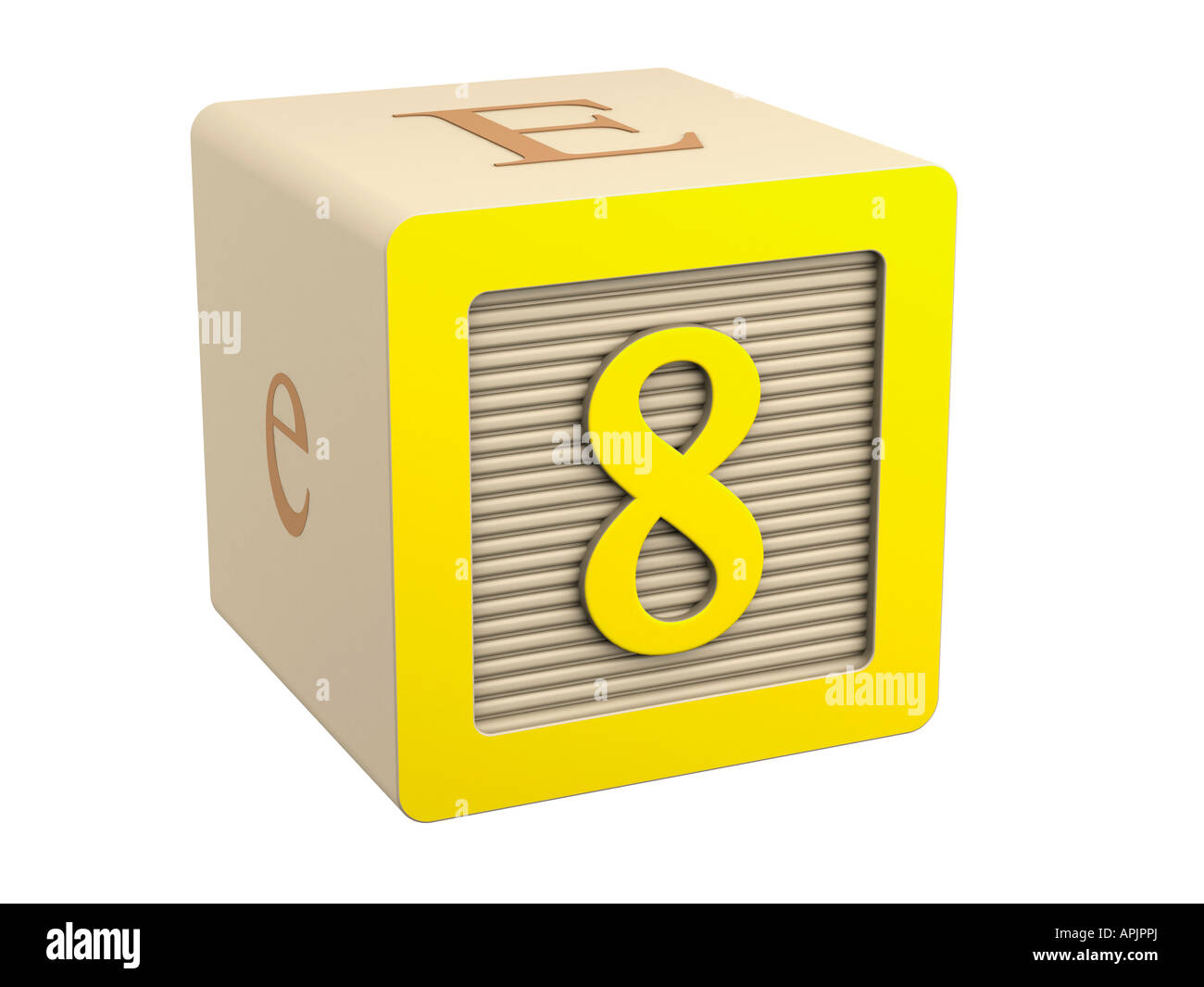 Toy blocco di legno giallo 8 otto Foto Stock