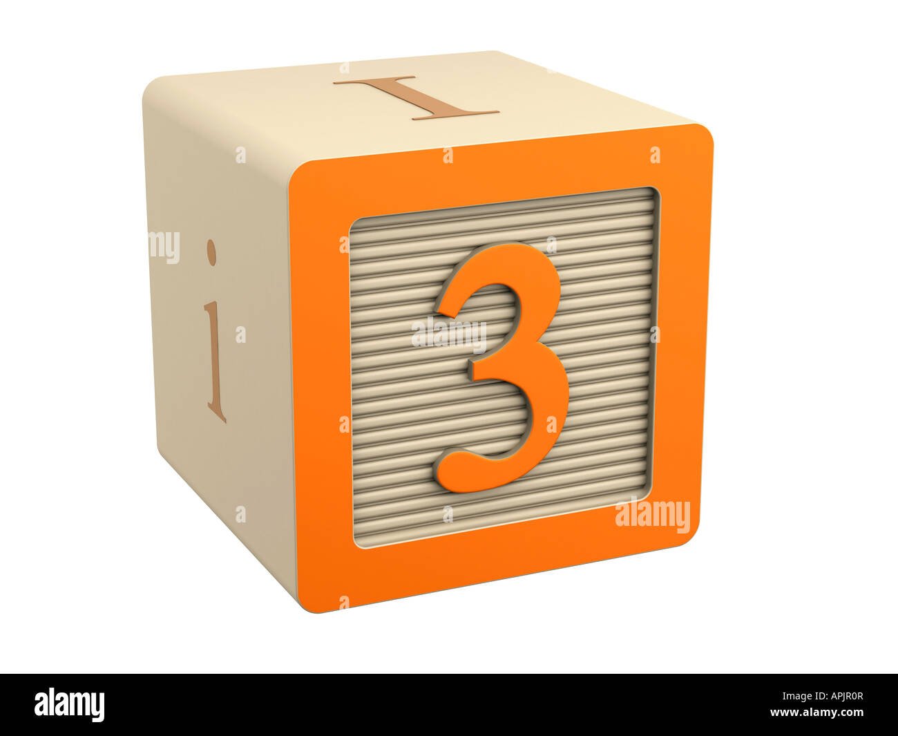 Toy blocco di legno 3 arancione tre Foto Stock