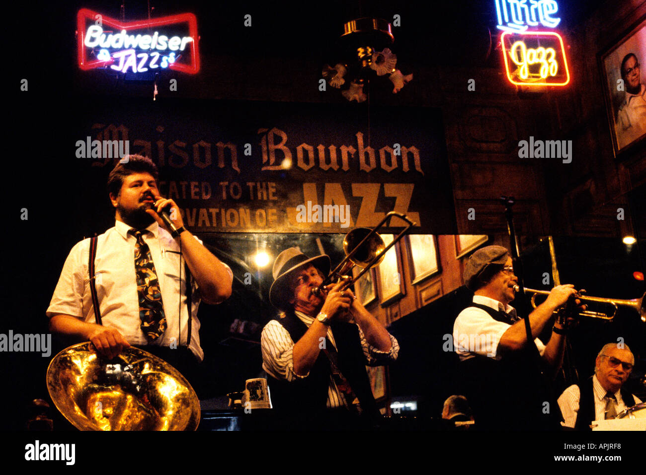 New Orleans Bourbon Street Musica Jazz pub bar Foto Stock