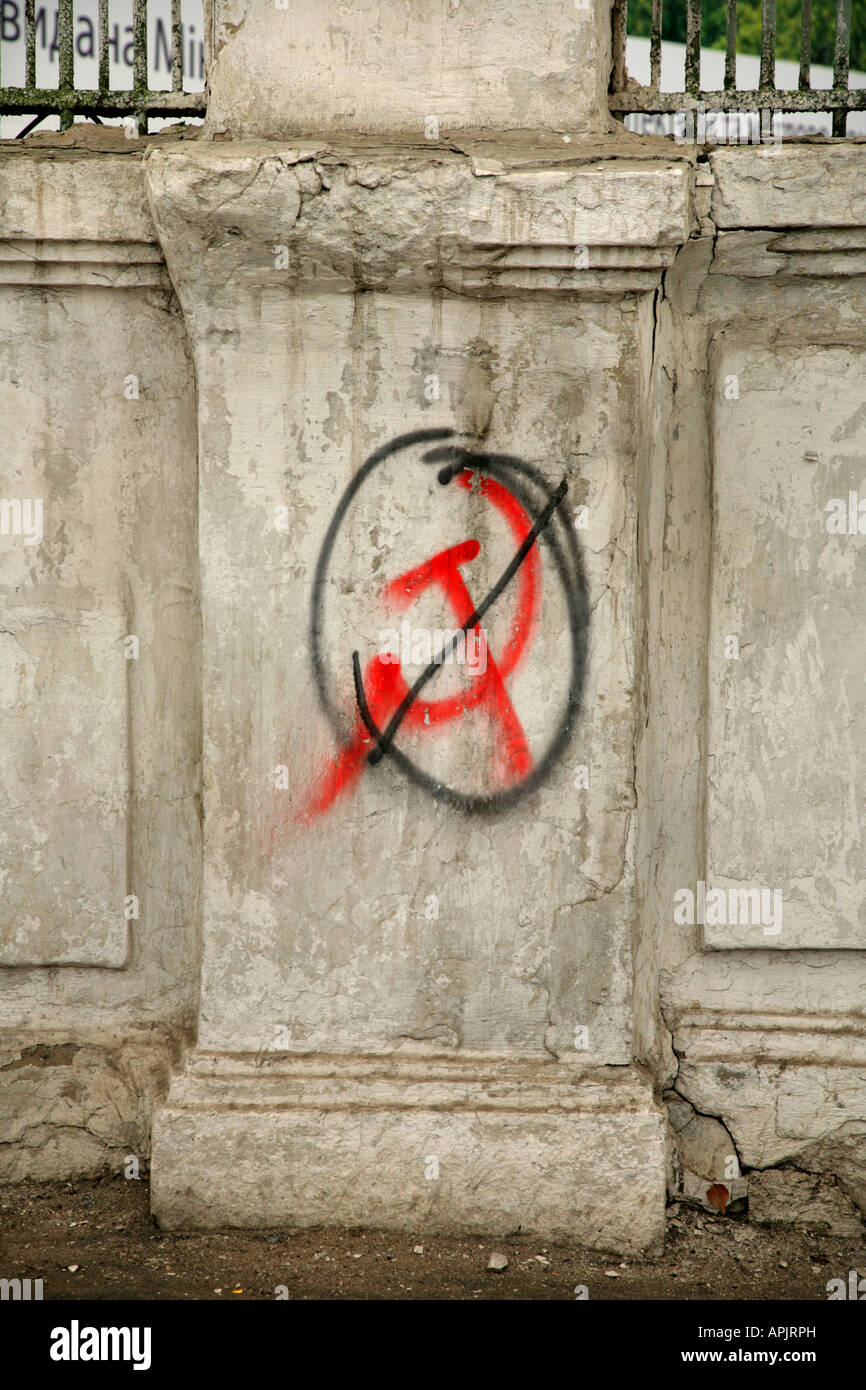 Anti-graffiti comunista, Kiev, Ucraina. Foto Stock
