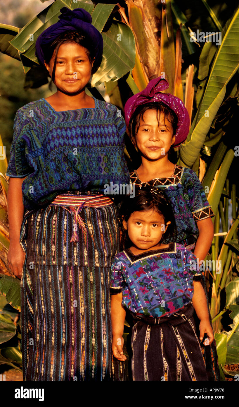 Antigua Guatemala donna tre ragazza ragazza baby Foto Stock
