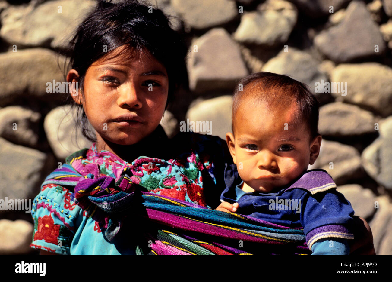 Antigua Guatemala donna ragazza baby Foto Stock