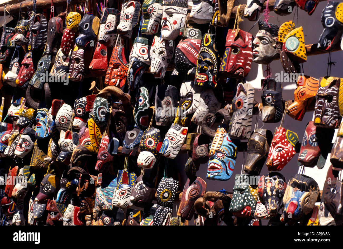 Antigua Guatemala mercato maschere maschera shop street Foto Stock