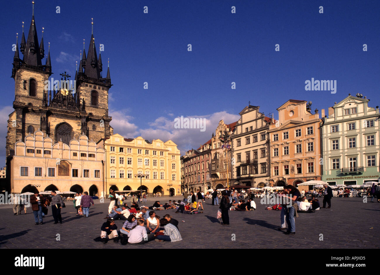 Orologio municipio Staromestske Namesti, la Piazza della Città Vecchia di Praga Repubblica Ceca Foto Stock
