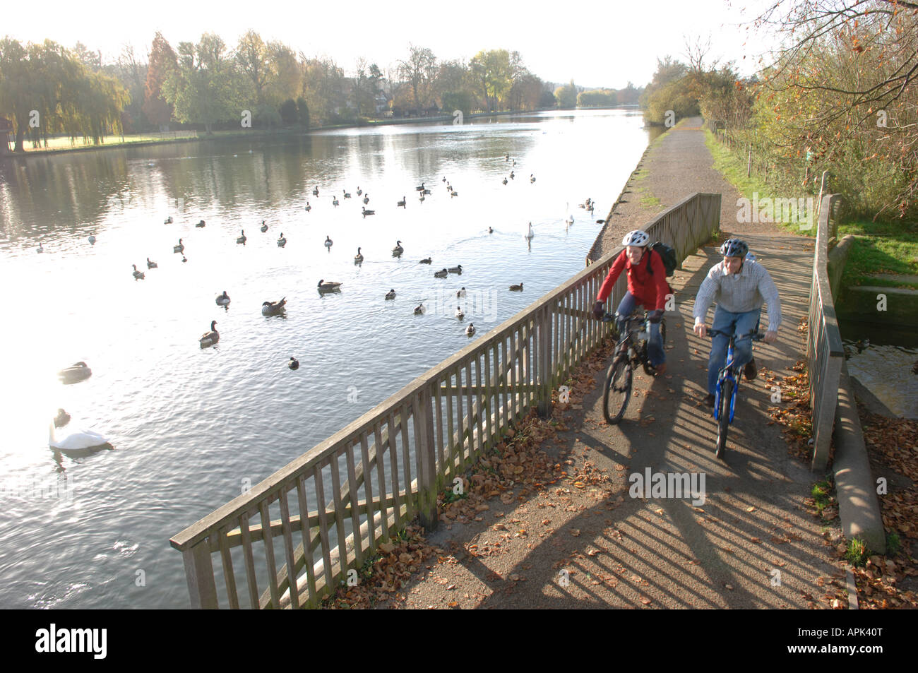 Ciclo di coppia da Thames Foto Stock